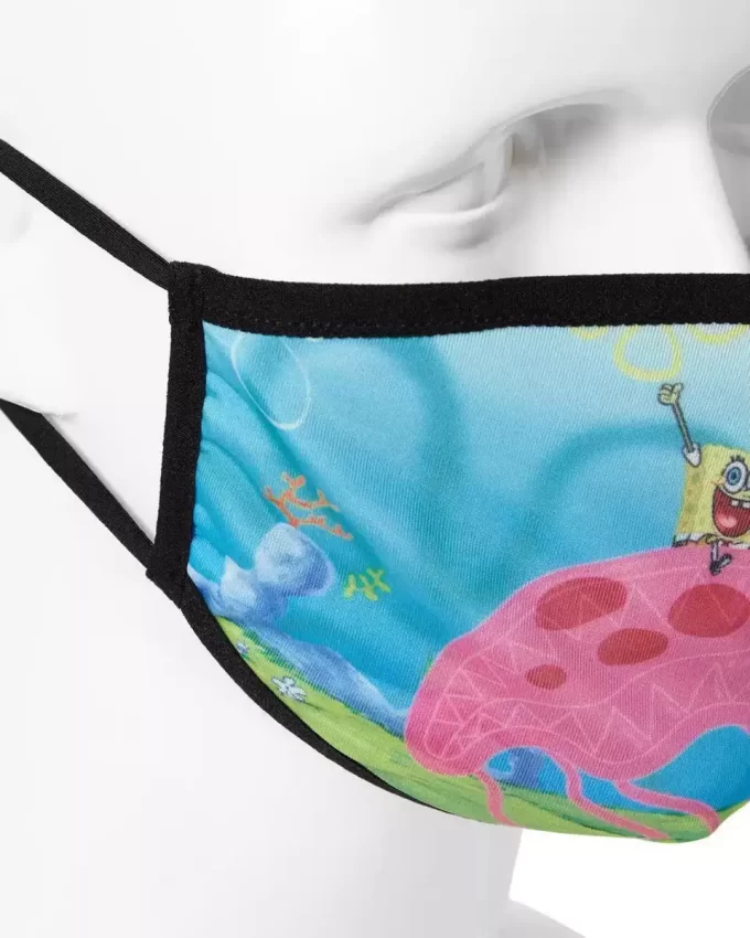 Mască de față mulată pentru adult, cu tematică de jeleu SPONGEBOB și rechin Mască de față mulată pentru adult, cu tematică de jeleu SPONGEBOB și rechin