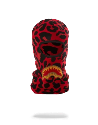MASCA DE SCHI CU GURĂ DE RECHIN CU ESTAMPĂ DE LEOPARD ROSIU