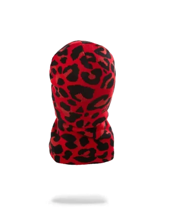 MASCA DE SCHI CU GURĂ DE RECHIN CU ESTAMPĂ DE LEOPARD ROSIU
