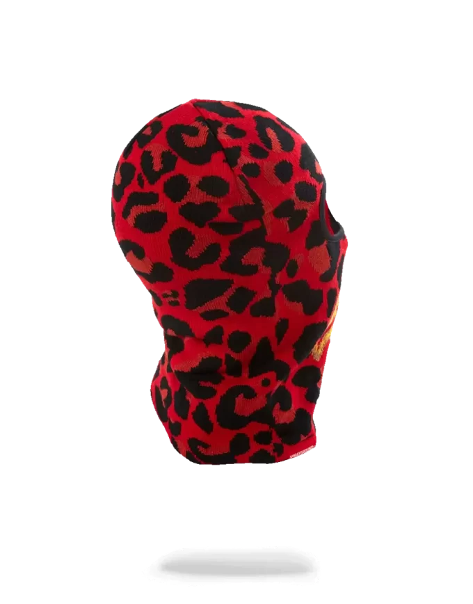 MASCA DE SCHI CU GURĂ DE RECHIN CU ESTAMPĂ DE LEOPARD ROSIU