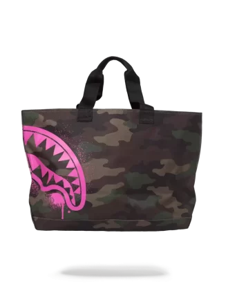 PUNGĂ TOTE ROZ CU ȘABLOANE SHARK CAMO