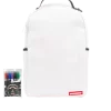 RUCSAC ALB SPRAYGROUND DIY (PIELE VEGANĂ ȘI CĂPTUȘEALĂ INTERIOARĂ PENTRU BANI) ȘI MARKETE INCLUSE