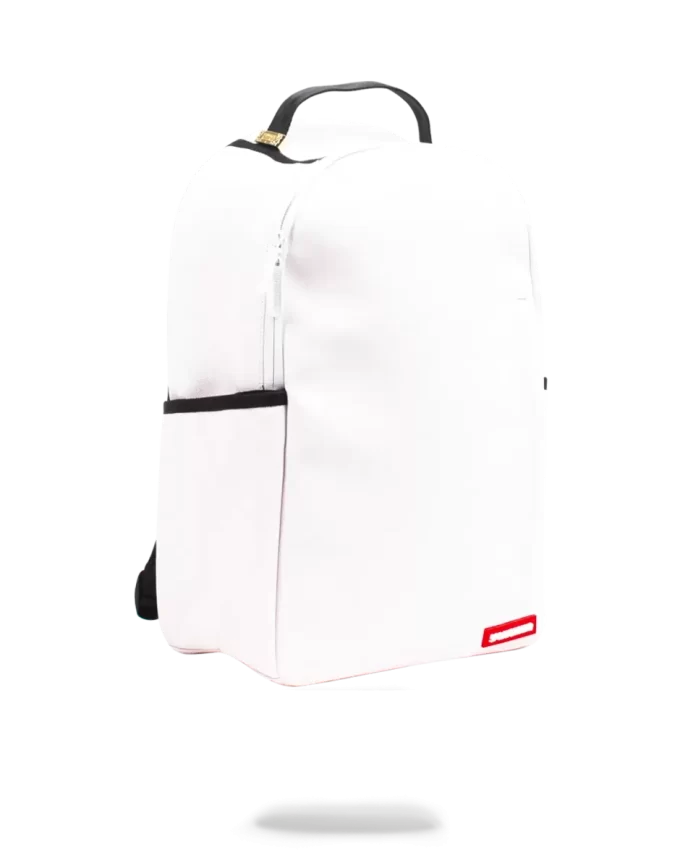 RUCSAC ALB SPRAYGROUND DIY (PIELE VEGANĂ ȘI CĂPTUȘEALĂ INTERIOARĂ PENTRU BANI) ȘI MARKETE INCLUSE