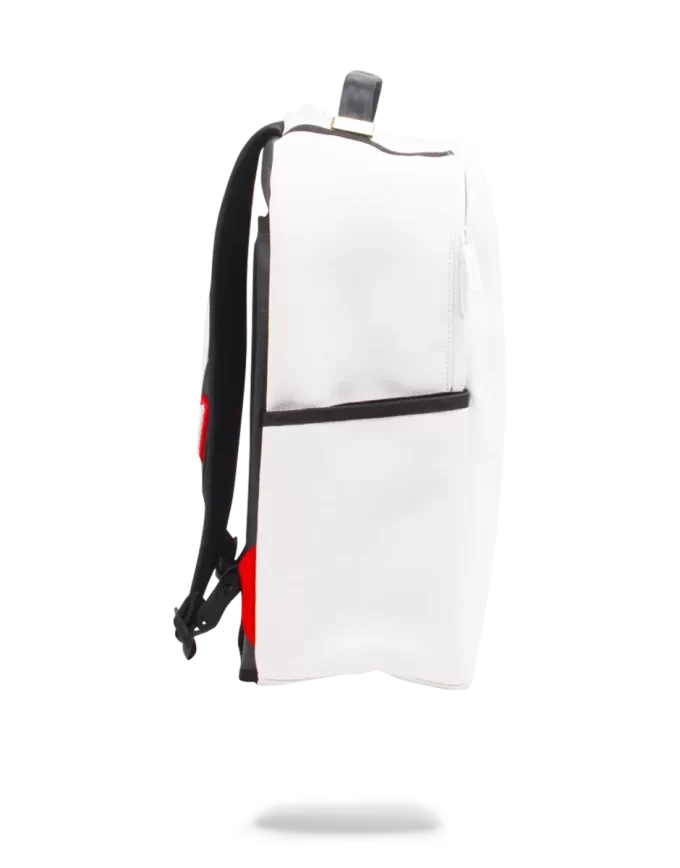 RUCSAC ALB SPRAYGROUND DIY (PIELE VEGANĂ ȘI CĂPTUȘEALĂ INTERIOARĂ PENTRU BANI) ȘI MARKETE INCLUSE