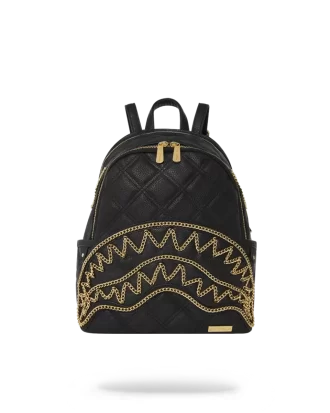 RUCSAC NOIR QUILT CU LANȚ DE AUR, RECHIN SAVAGE