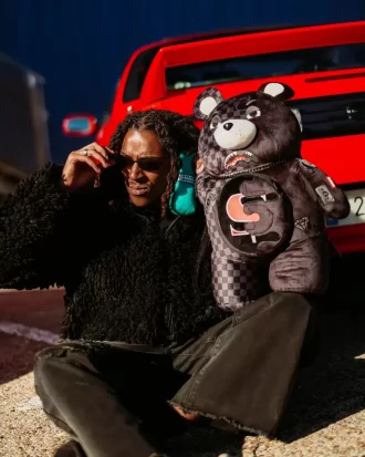 Rucsac SPEED SHARK cu glisare laterală, MONEYBEAR, cu ursuleț de pluș