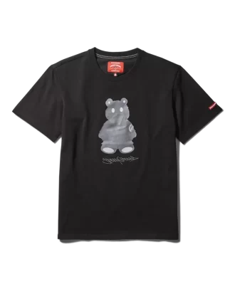 TRICOU CU MÂNECĂ SCURTĂ ȘI GRAFIC CU URSULETUL BANILOR (NEGRU)